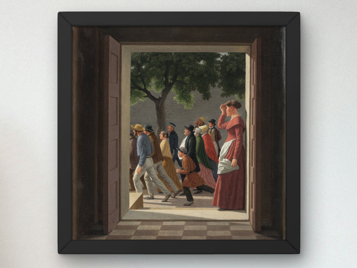 View through a Door to Running Figures by Christoffer Wilhelm Eckersberg 1844, Wall Art Print, Fine Art Reproduction, Museum Quality Decor