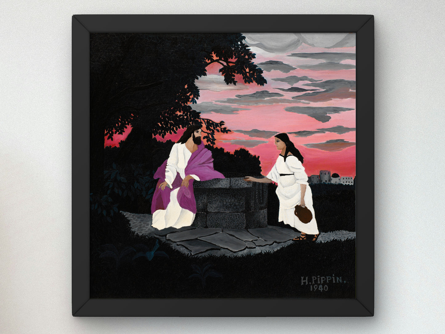 Christ and the Woman of Samaria by Horace Pippin 1940, Wall Art Print, Fine Art Reproduction, Museum Quality Decor, Poster