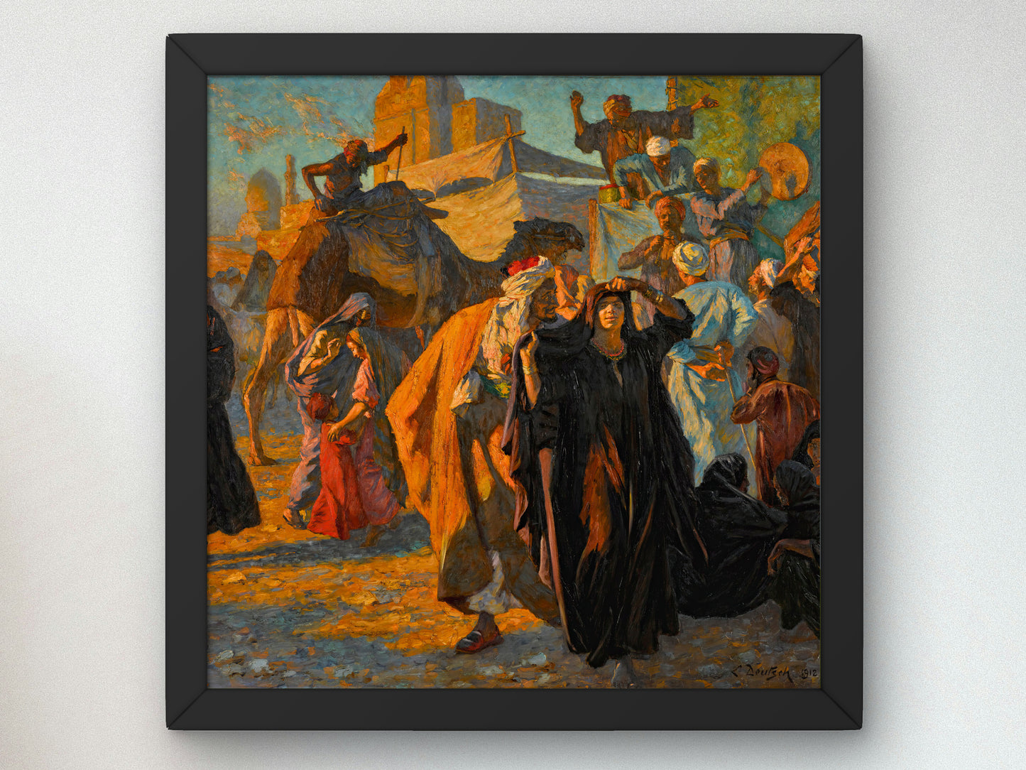A Street Celebration in Cairo by Ludwig Deutsch 1912, Wall Art Print, Fine Art Reproduction, Museum Quality Decor, Poster
