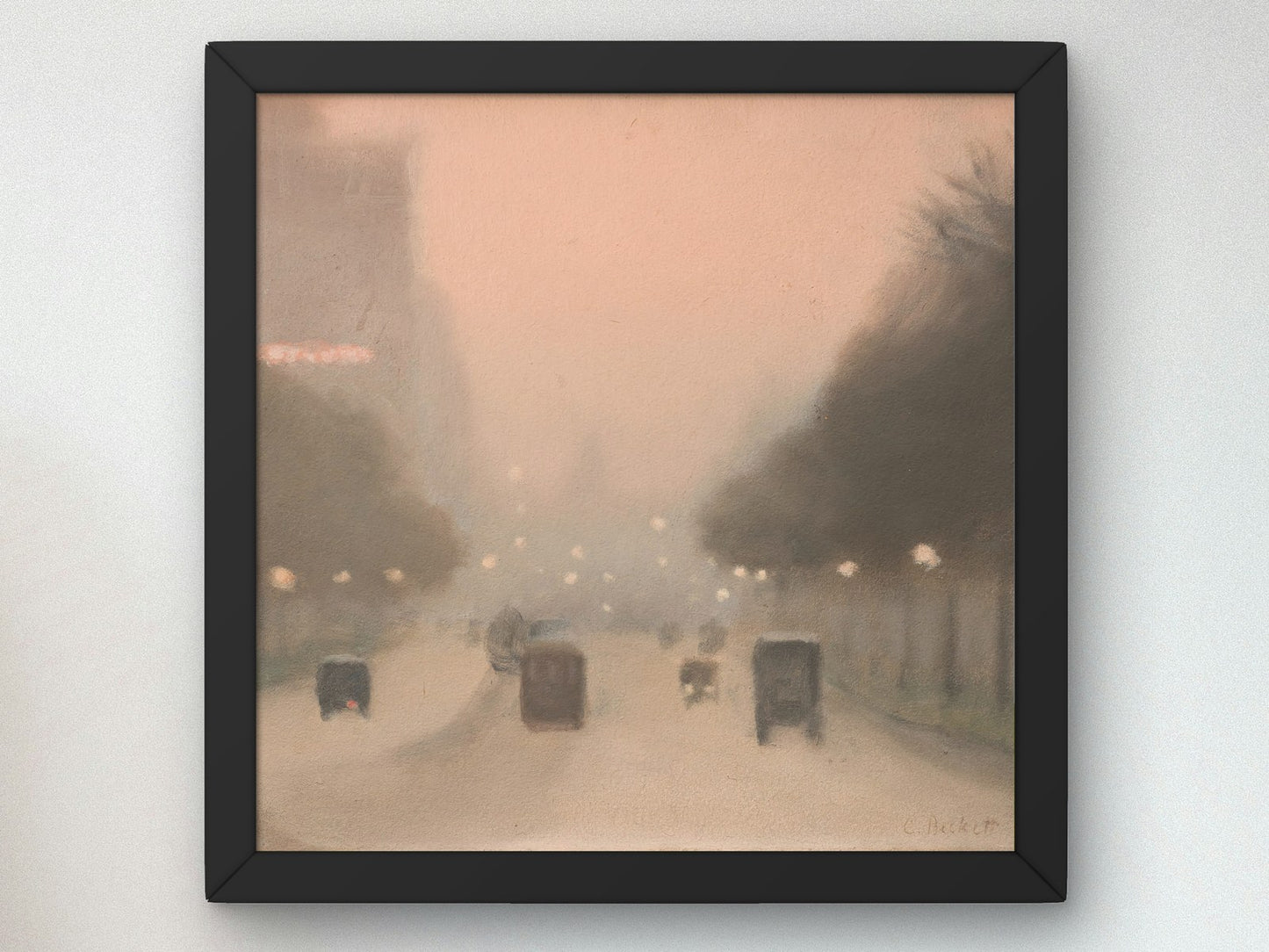 Evening St Kilda Road by Clarice Beckett 1930, Wall Art Print, Fine Art Reproduction, Museum Quality Decor, Poster
