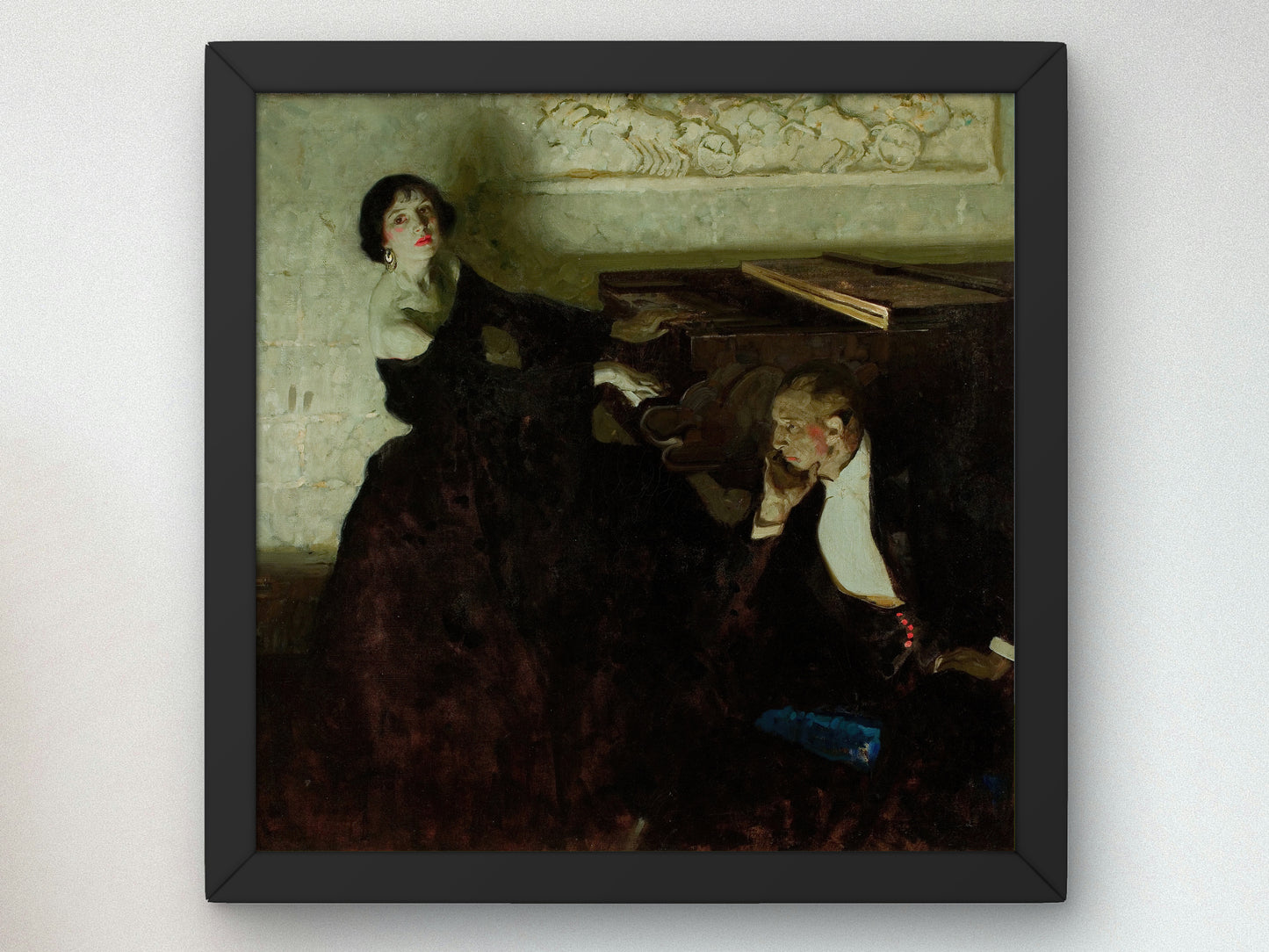 Romantic Couple Seated by Piano by Dean Cornwell 1922, Wall Art Print, Fine Art Reproduction, Museum Quality Decor, Poster