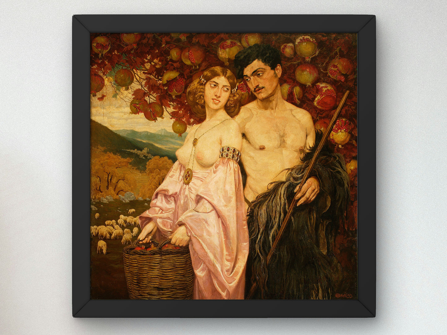 Self Portrait with Sicilian by Edward Okuń 1901, Wall Art Print, Fine Art Reproduction, Museum Quality Decor, Poster