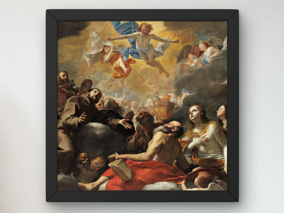 Christ in Glory with Saints by Mattia Preti, Wall Art Print, Fine Art Reproduction, Museum Quality Decor, Poster