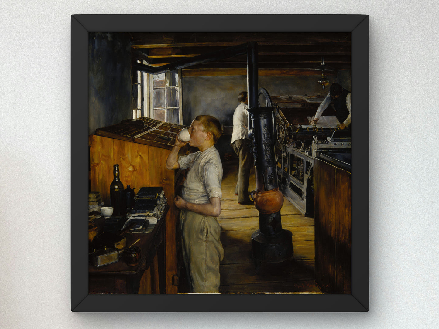 The Village Printing Shop by Charles Frederick Ulrich 1884, Wall Art Print, Fine Art Reproduction, Museum Quality Decor, Poster