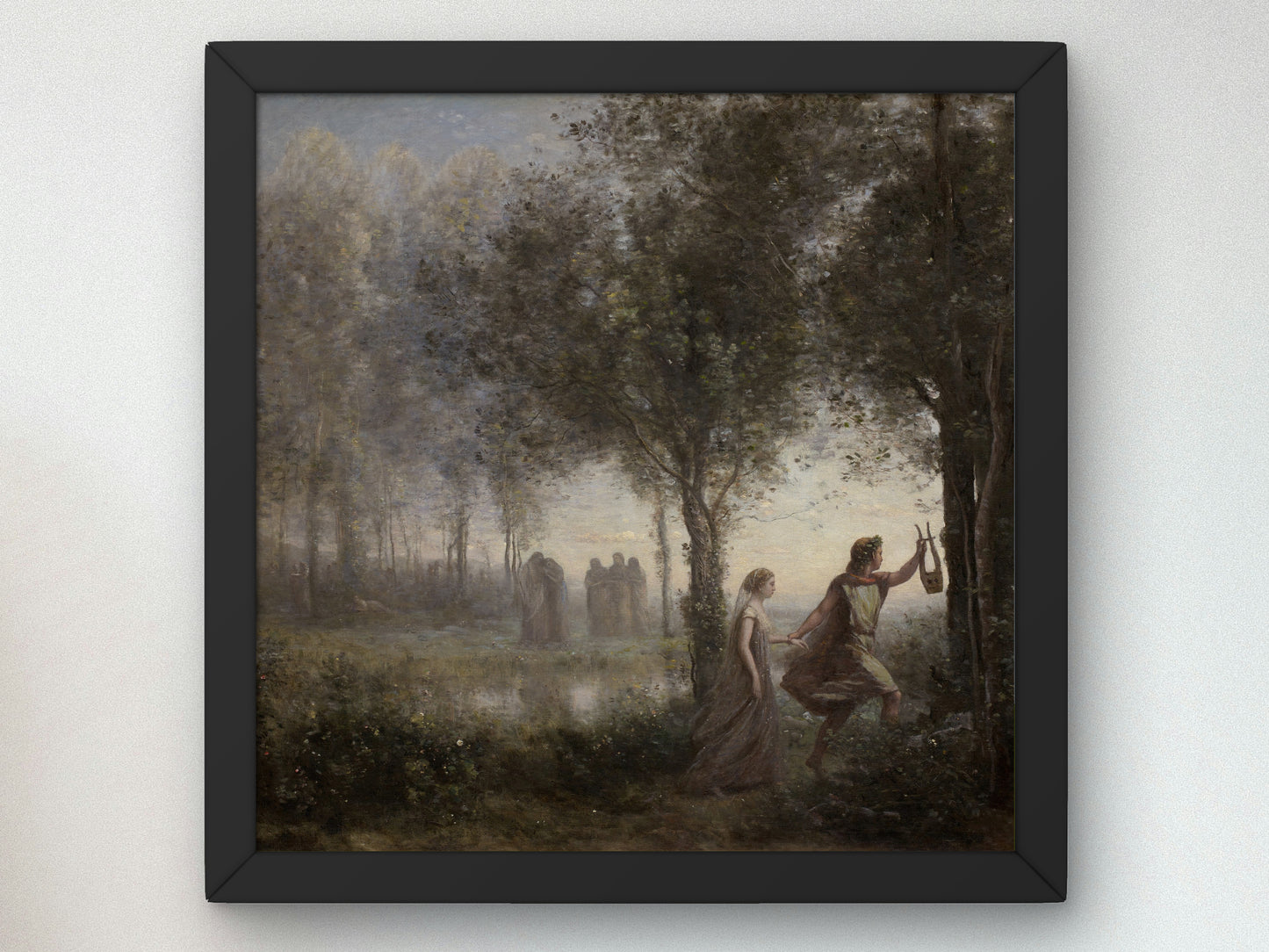 Orpheus Leading Eurydice from the Underworld by Jean Baptiste Camille Corot 1861, Wall Art Print, Fine Art Reproduction, Museum Quality