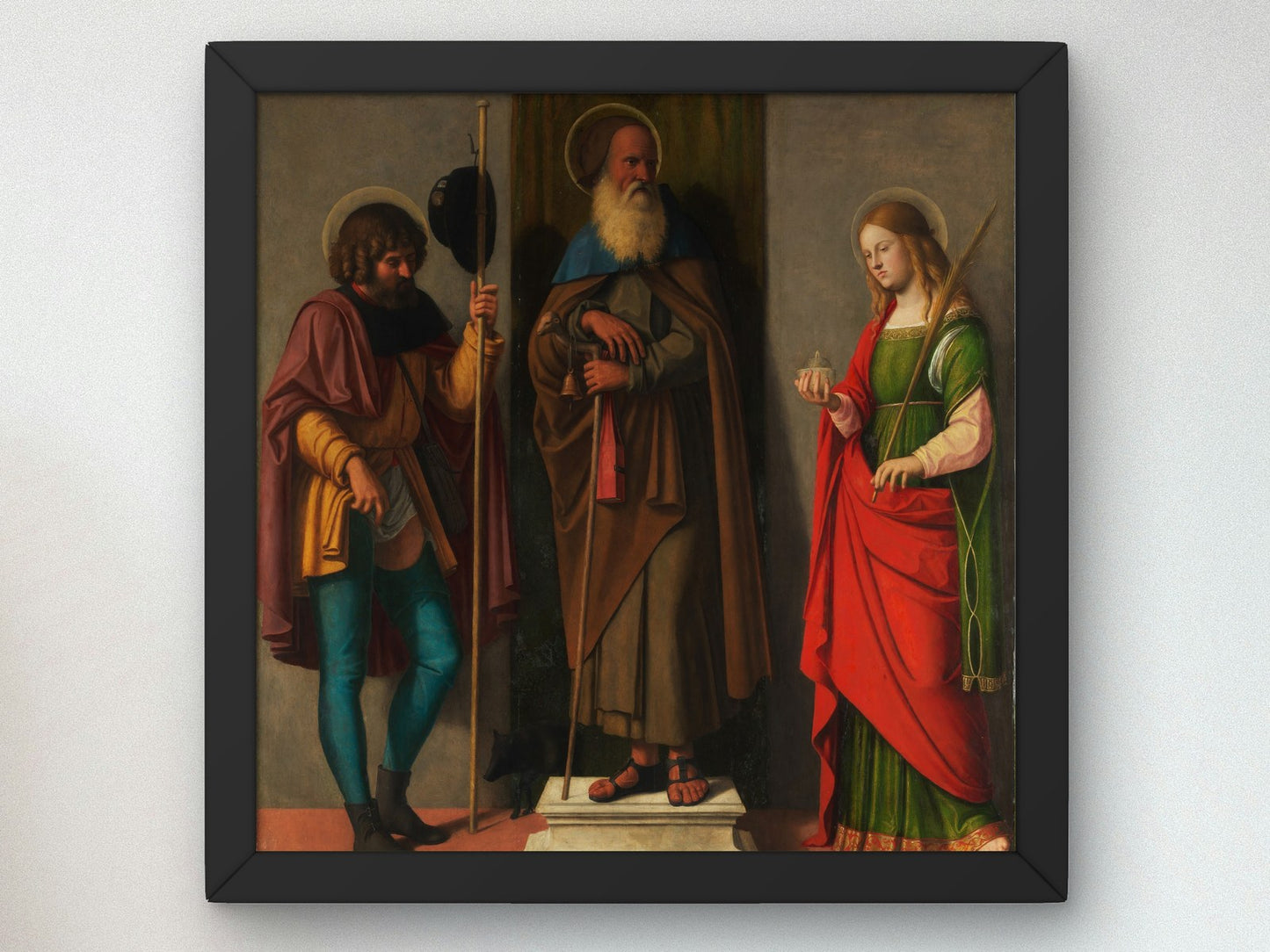 Three Saints Roch Anthony Abbot and Lucy by Cima da Conegliano 1490, Wall Art Print, Fine Art Reproduction, Museum Quality Decor, Poster