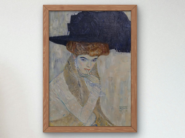 The Black Feathered Hat by Gustav Klimt 1910, Wall Art Print, Fine Art Reproduction, Museum Quality Decor, Poster