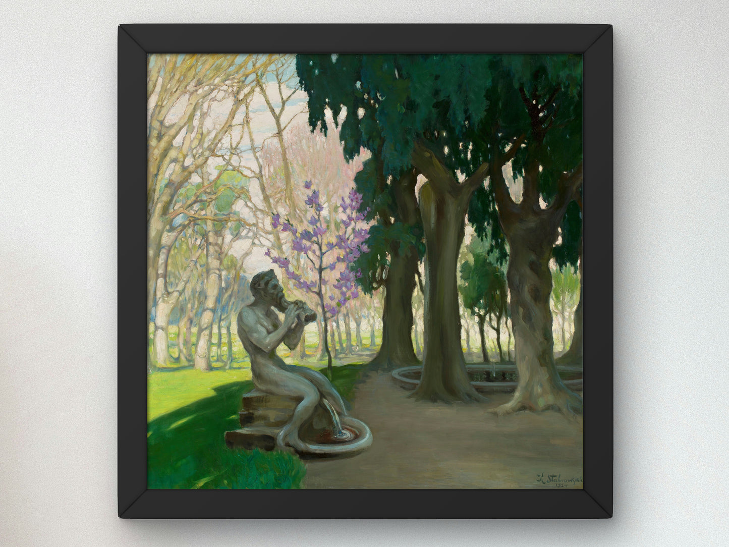 Faun, Villa Borghese by Kazimierz Stabrowski 1924, Wall Art Print, Fine Art Reproduction, Museum Quality Decor, Poster