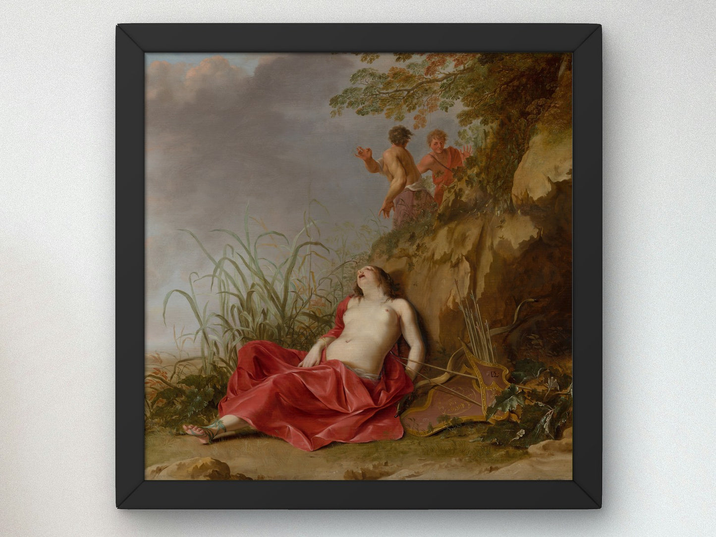 A Hunting Nymph Asleep by Dirck van der Lisse 1650, Wall Art Print, Fine Art Reproduction, Museum Quality Decor, Poster