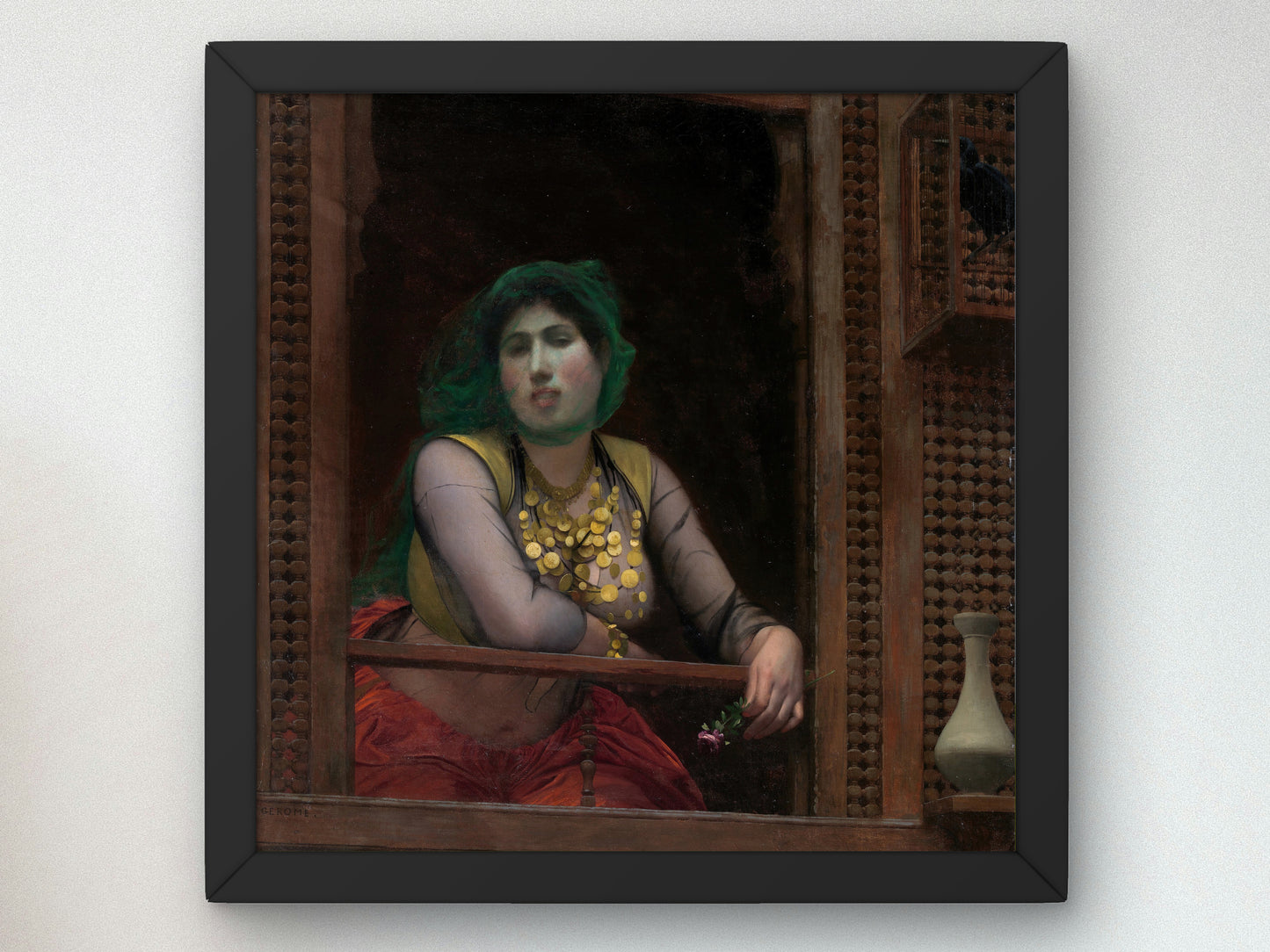 Woman at a Balcony by Jean Léon Gérôme 1887, Wall Art Print, Fine Art Reproduction, Museum Quality Decor, Poster