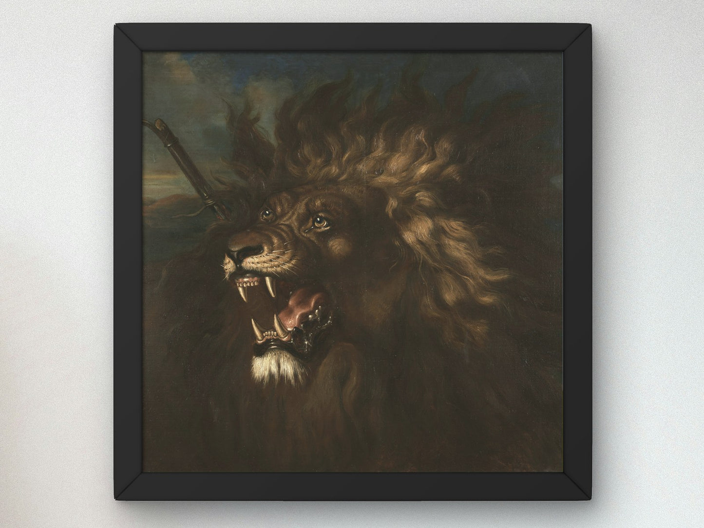 Wounded Lion by Raden Saleh 1839, Wall Art Print, Fine Art Reproduction, Museum Quality Decor, Poster