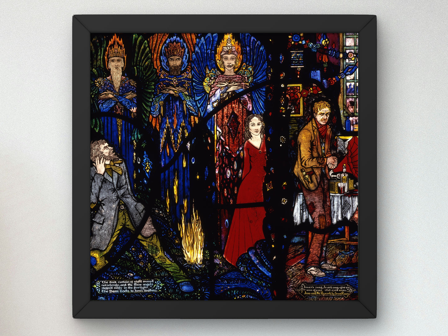 The Demi Gods and Juno and the Paycock from Geneva Window by Harry Clarke 1926, Wall Art Print, Fine Art Reproduction, Museum Quality Decor