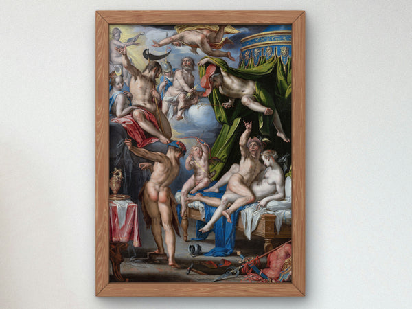 Mars and Venus Surprised By Vulcan by Joachim Wtewael 1601, Wall Art Print, Fine Art Reproduction, Museum Quality Decor, Poster