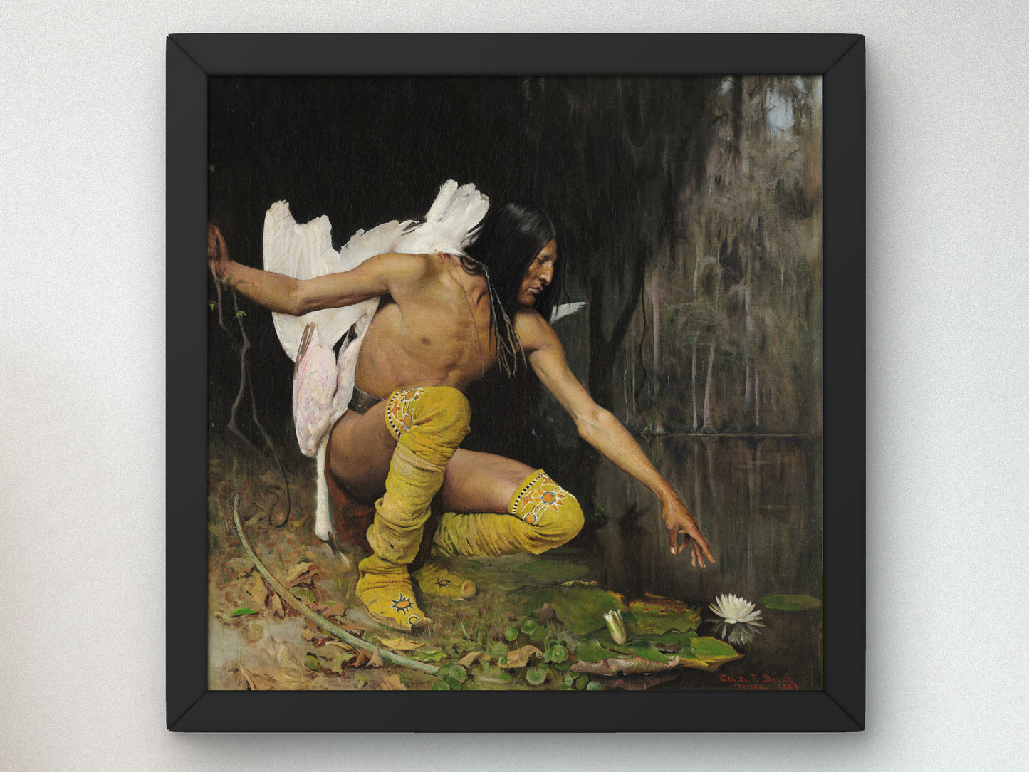 The Indian and the Lily by George de Forest Brush 1887, Wall Art Print, Fine Art Reproduction, Museum Quality Decor, Poster