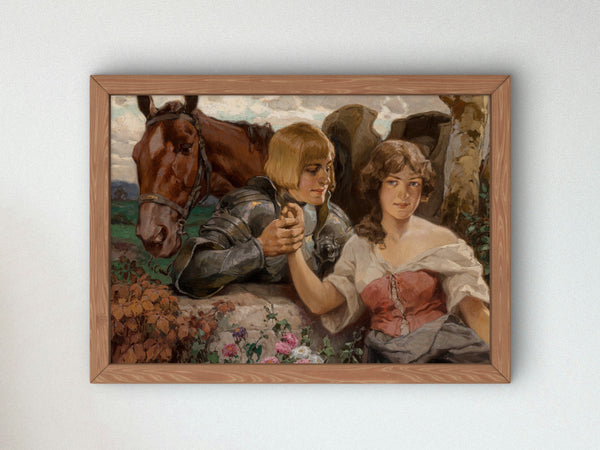 A Gallant Knight and His Maiden by Rudolf Alfred Höger 1910, Wall Art Print, Fine Art Reproduction, Museum Quality Decor, Poster