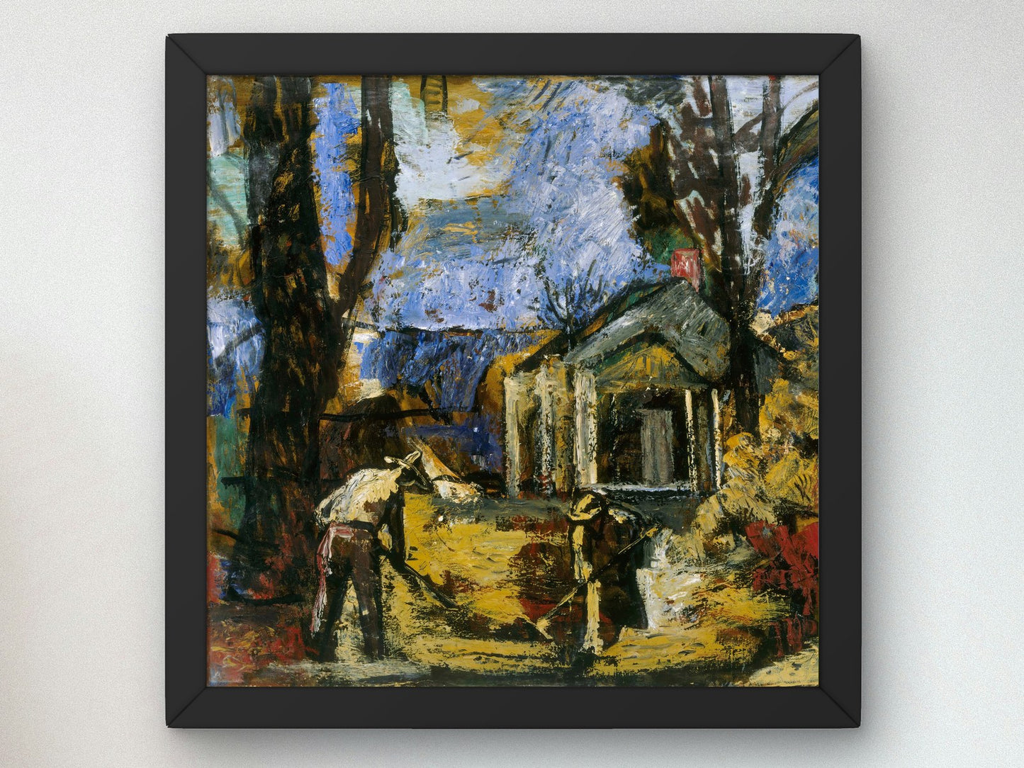 Raking Leaves by Charles Logasa 1939, Wall Art Print, Fine Art Reproduction, Museum Quality Decor, Poster