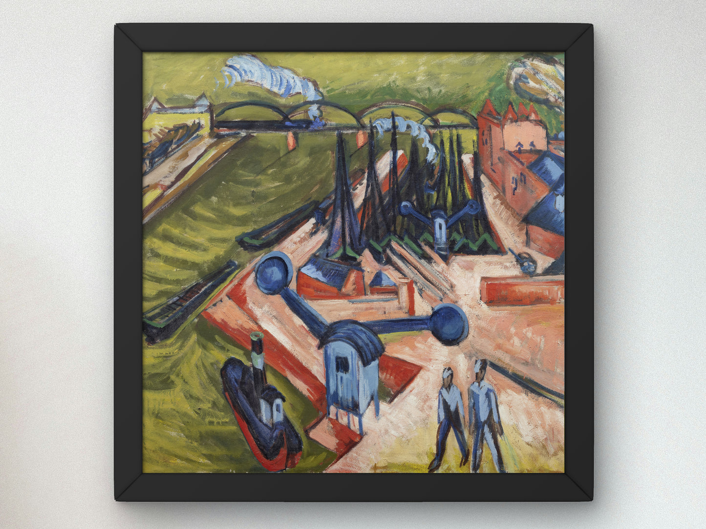 Western Harbour in Frankfurt am Main by Ernst Ludwig Kirchner 1916, Wall Art Print, Fine Art Reproduction, Museum Quality Decor, Poster