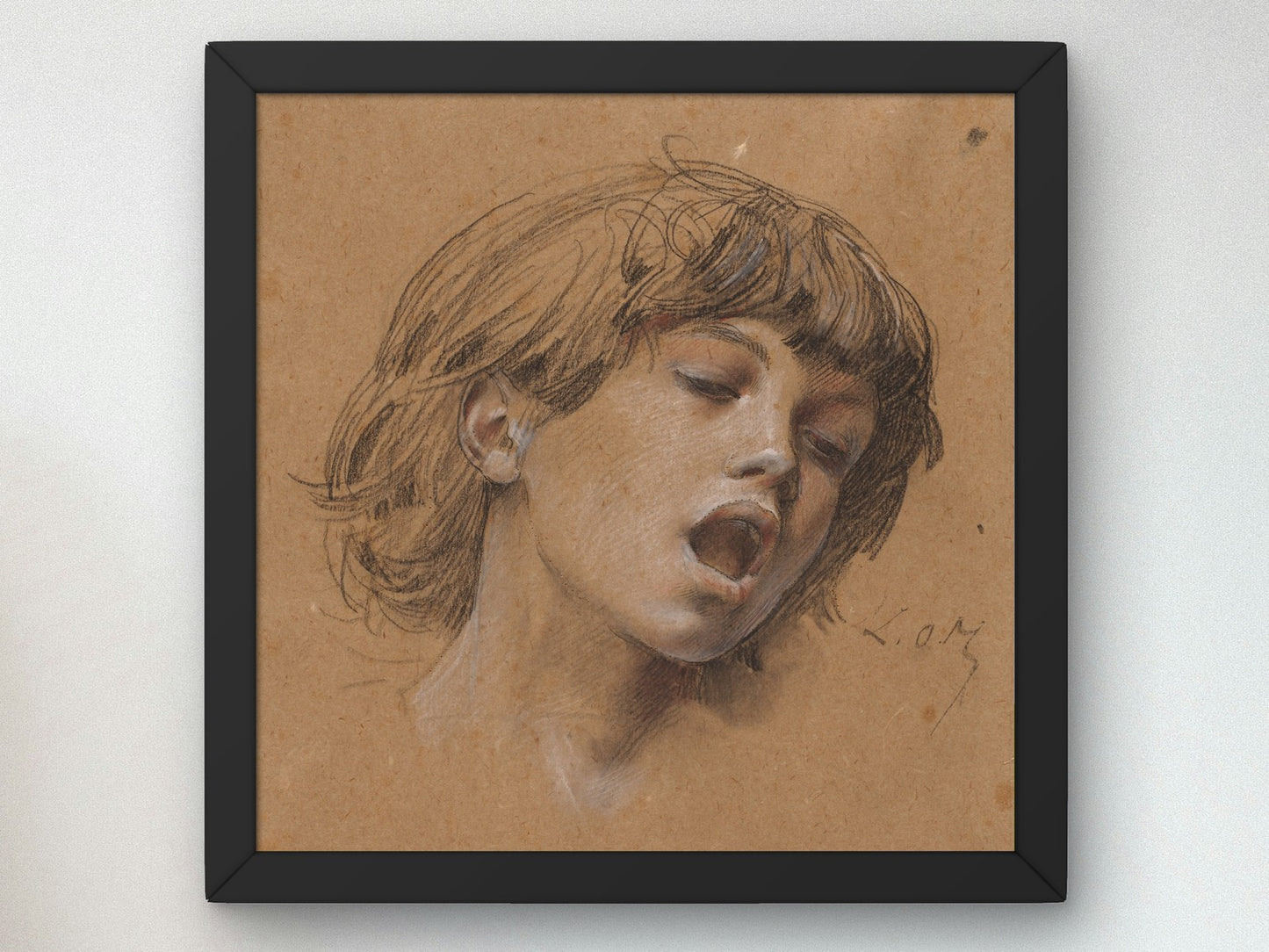 Head of a Boy Singing Study for Music by Luc Olivier Merson 1898, Wall Art Print, Fine Art Reproduction, Museum Quality Decor, Poster