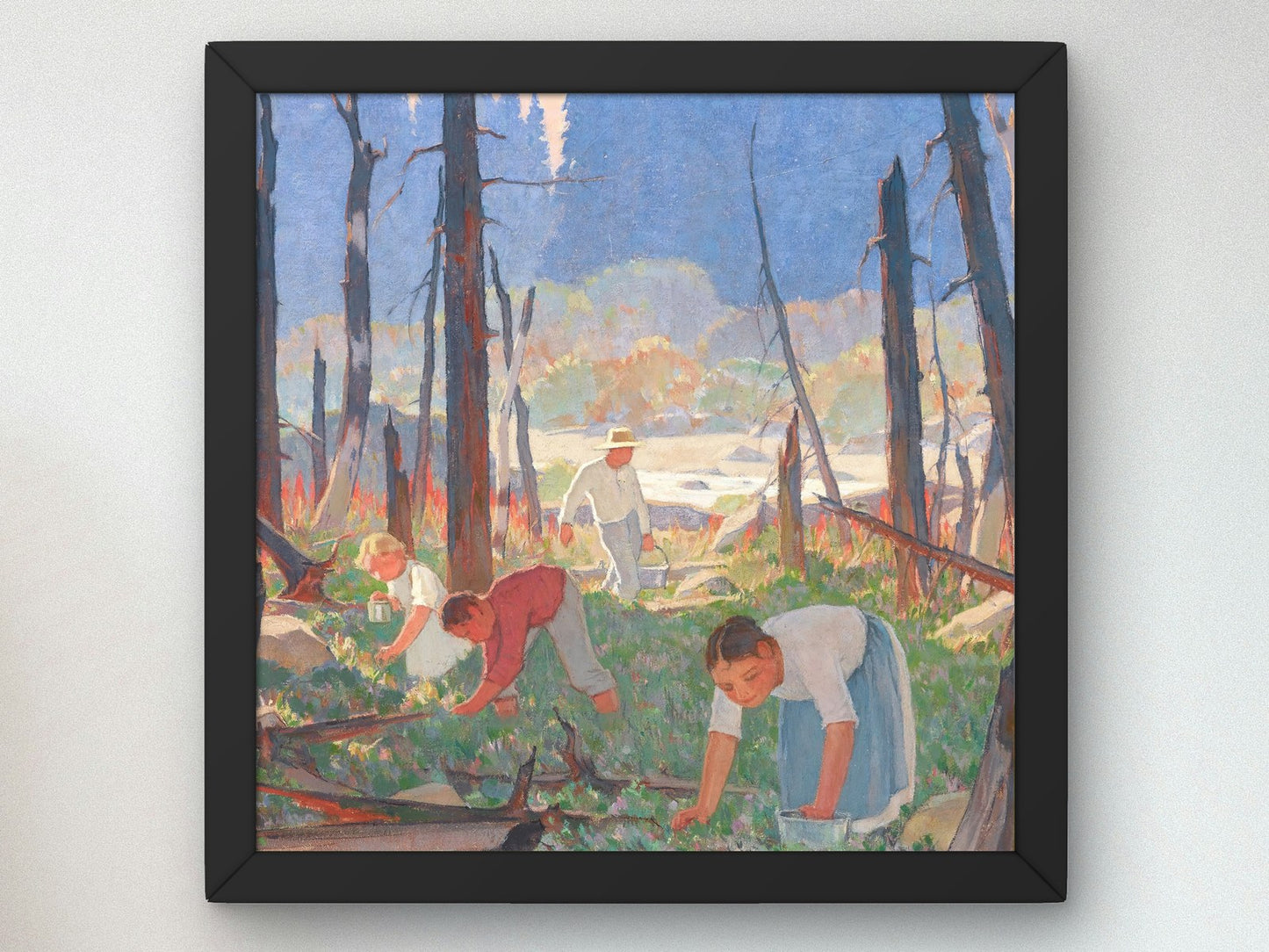 Picking Blueberries by Clarence Gagnon 1928, Wall Art Print, Fine Art Reproduction, Museum Quality Decor, Poster