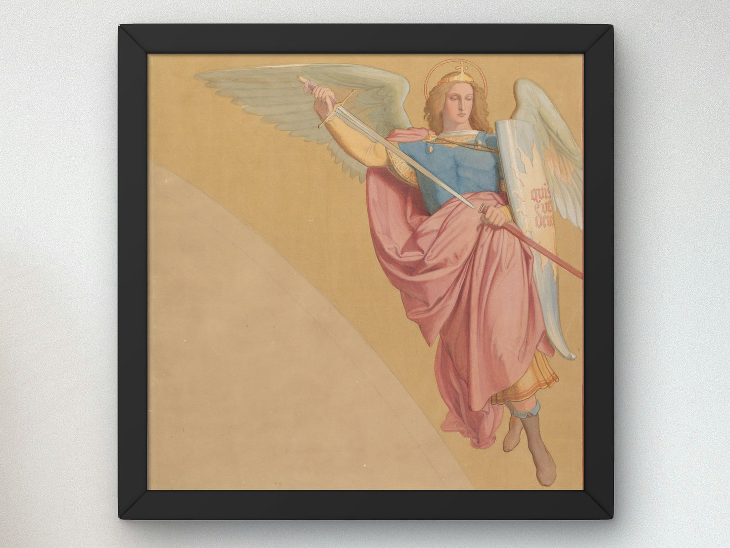Archangel Drawing a Sword by Edward von Steinle 1825, Wall Art Print, Fine Art Reproduction, Museum Quality Decor, Poster