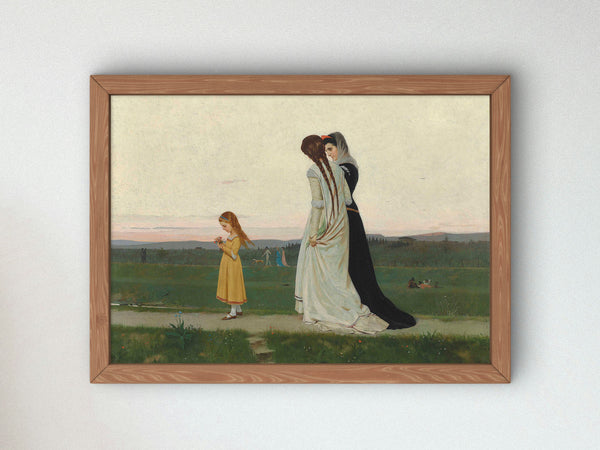 The Evening Walk, Environs of Florence by Raffaello Sorbi 1870, Wall Art Print, Fine Art Reproduction, Museum Quality Decor, Poster