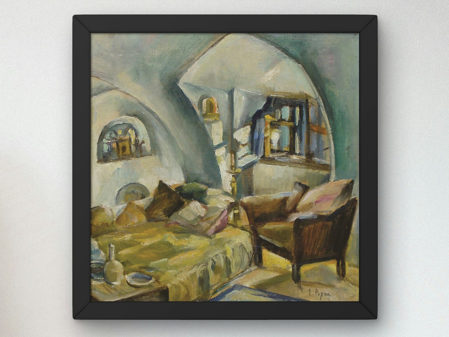 Interior by Elena Popea 1920, Wall Art Print, Fine Art Reproduction, Museum Quality Decor, Poster
