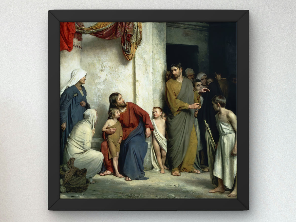 Christ and the Children by Carl Bloch 1884, Wall Art Print, Fine Art Reproduction, Museum Quality Decor, Poster