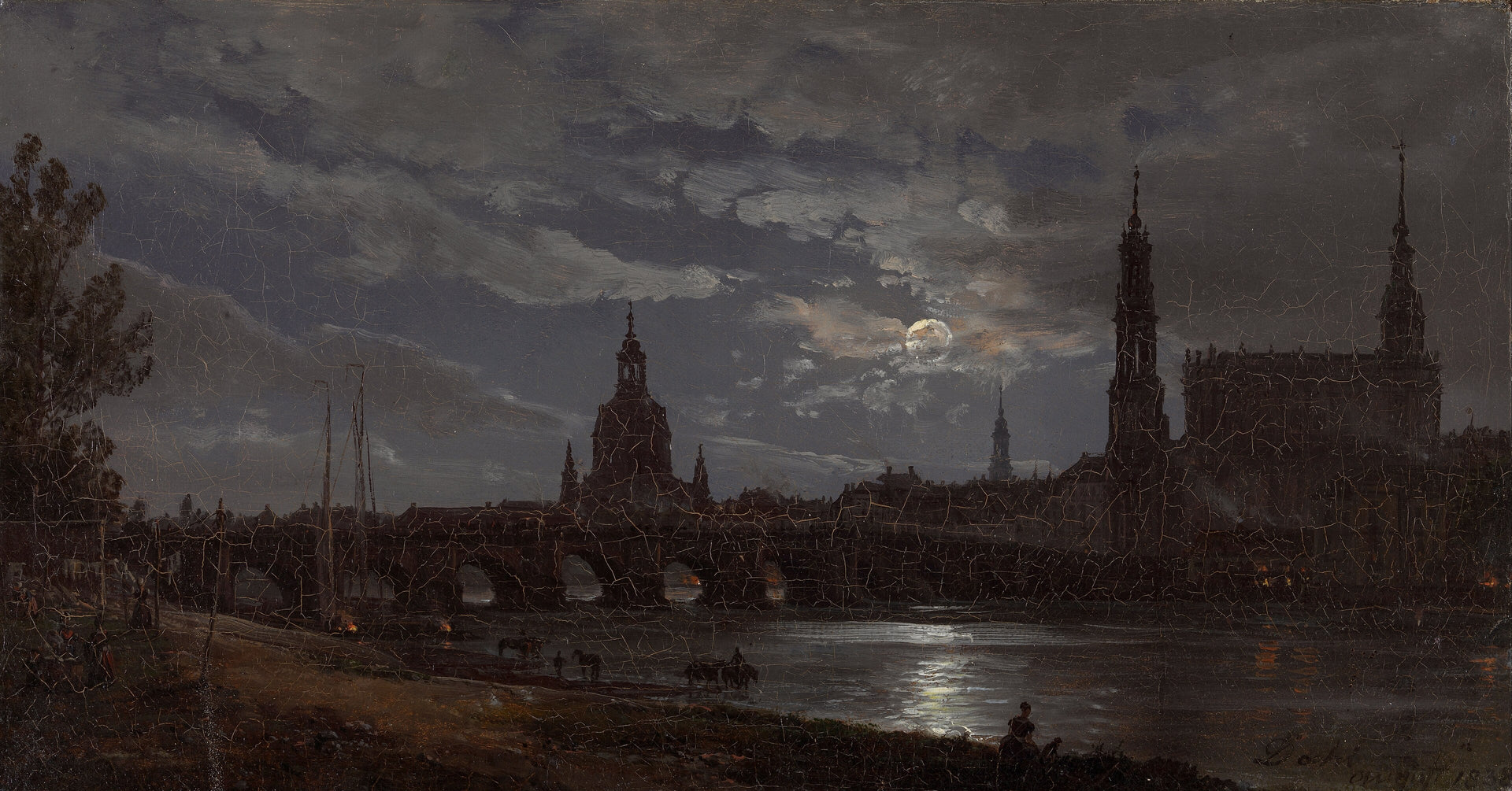 View of Dresden By Moonlight by Johan Christian Dahl, fine art print