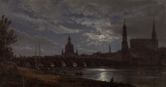 View of Dresden By Moonlight by Johan Christian Dahl, fine art print