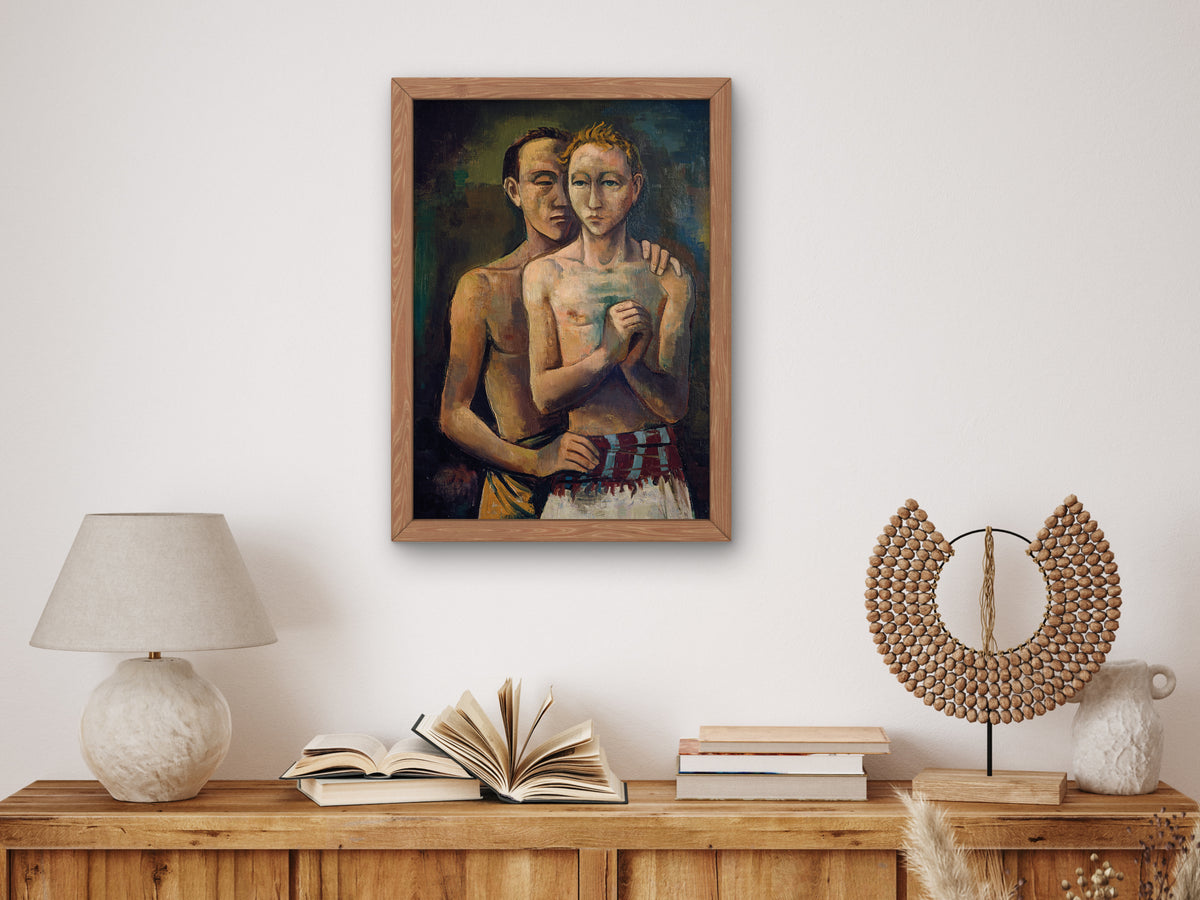 Two Friends by Karl Hofer 1926, Wall Art Print, Fine Art Reproduction, Museum Quality Decor, Poster