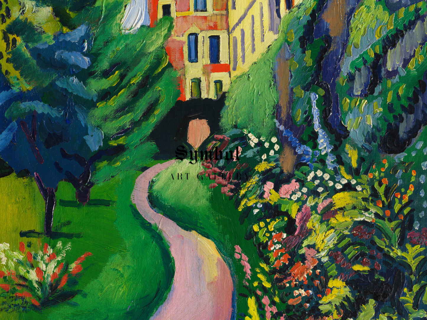 Our Garden with Flowering Borders by August Macke 1912, Wall Art Print, Fine Art Reproduction, Museum Quality Decor, Poster