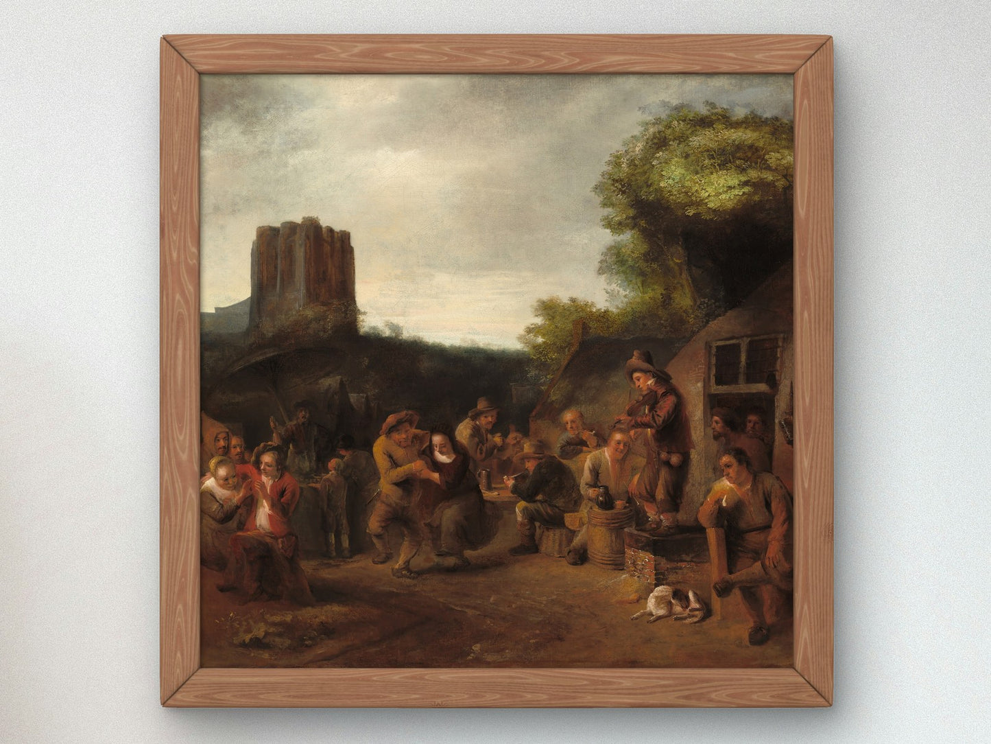 Conviviality Near the Inn by Constantijn à Renesse 1650, Wall Art Print, Fine Art Reproduction, Museum Quality Decor, Poster