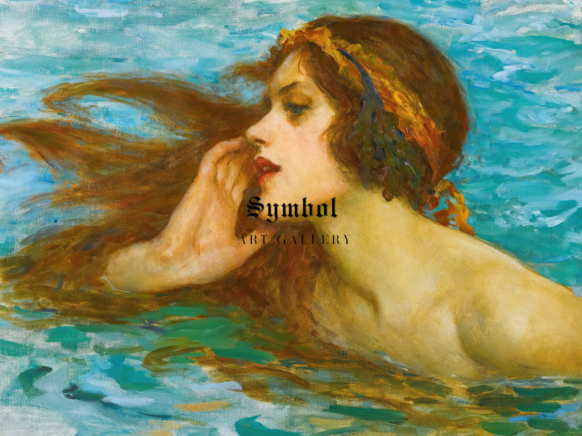 A Little Sea Maiden by William Henry Margetson, Wall Art Print, Fine Art Reproduction, Museum Quality Decor, Poster