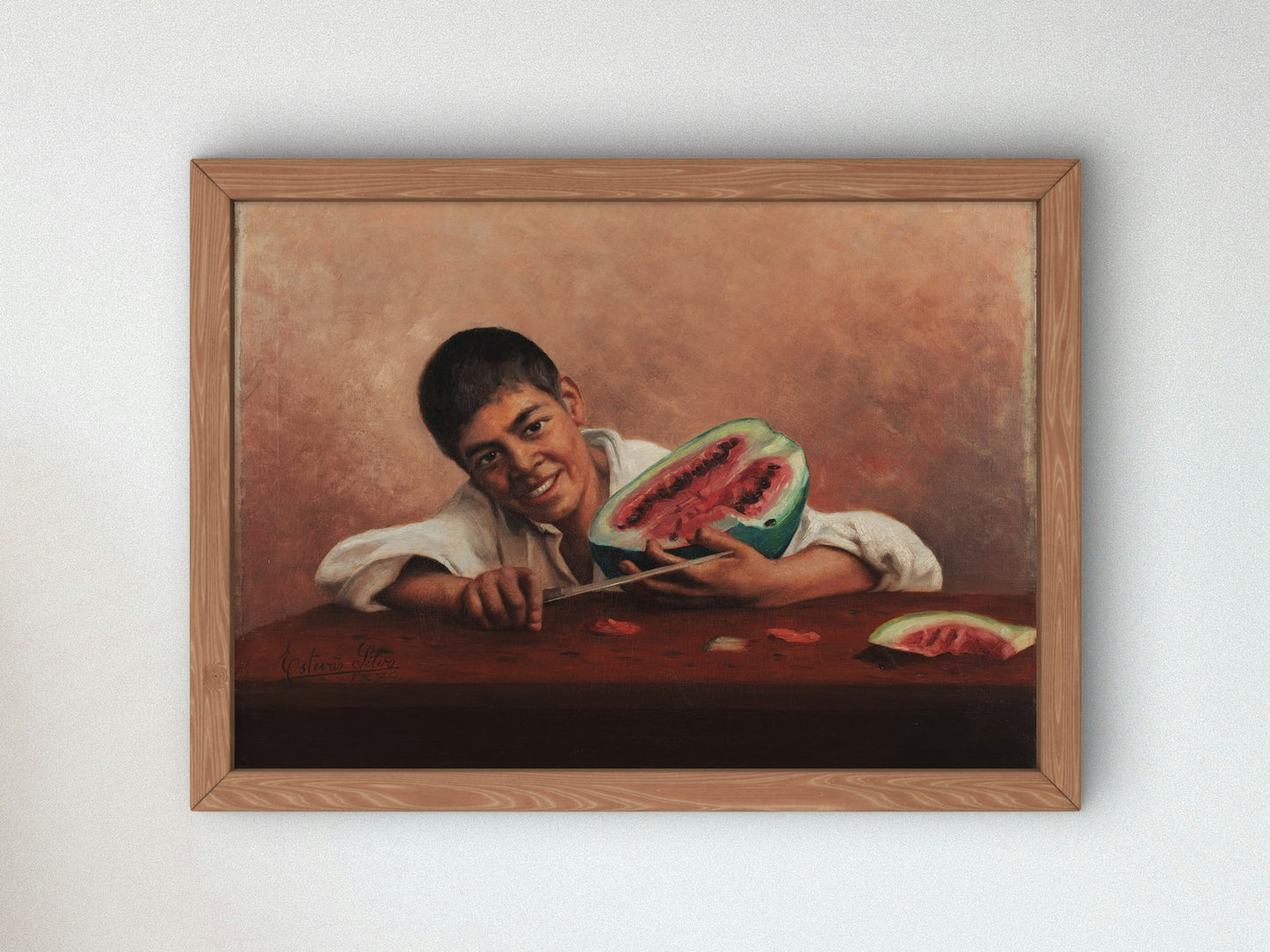 Boy with Watermelon by Estêvão Silva 1889, Wall Art Print, Fine Art Reproduction, Museum Quality Decor, Poster