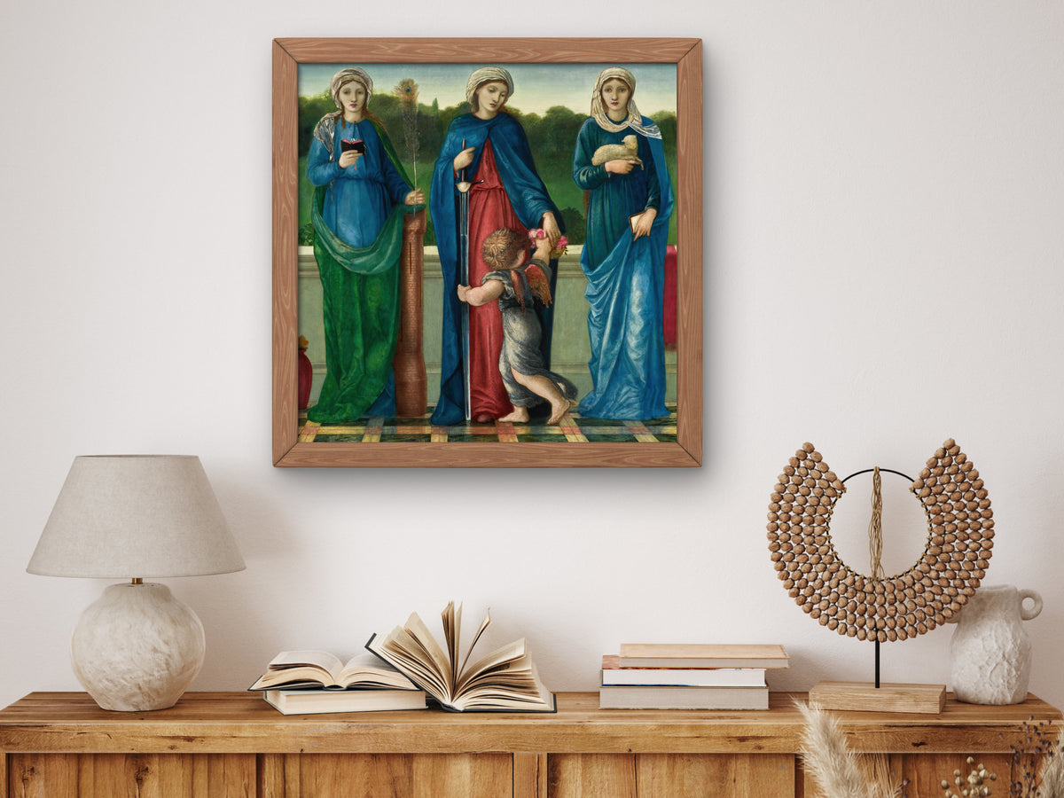 St Barbara, St Dorothy and St Agnes by Sir Edward Coley Burne Jones, Wall Art Print, Fine Art Reproduction, Museum Quality Decor, Poster