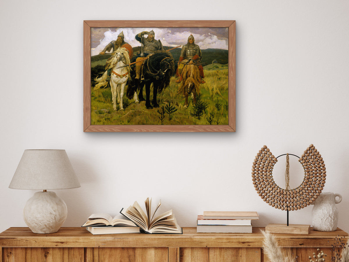 The Bogatyrs by Viktor Vasnetsov 1881, Wall Art Print, Fine Art Reproduction, Museum Quality Decor, Poster