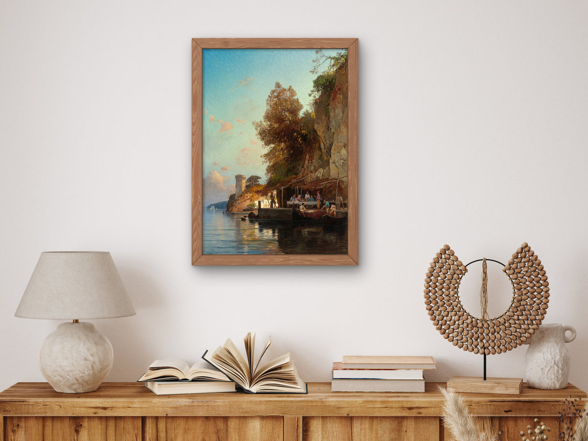 Refuge by the Sea by Hermann David Salomon Corrodi, Wall Art Print, Fine Art Reproduction, Museum Quality Decor, Poster