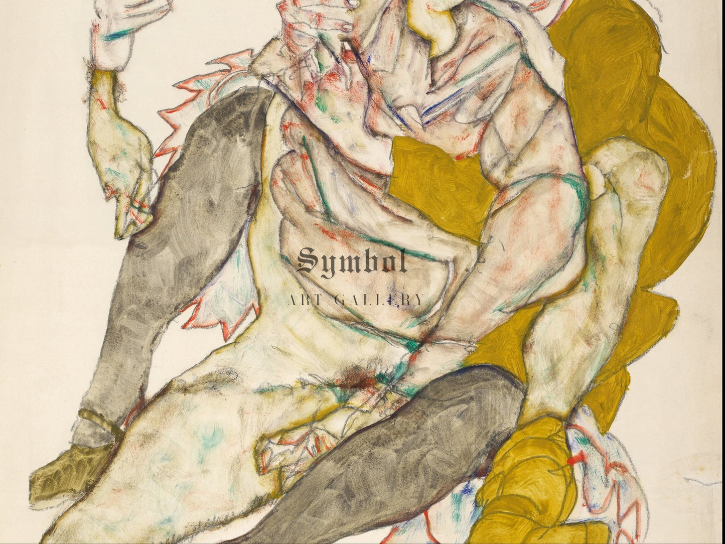 Seated Couple by Egon Schiele 1915, Wall Art Print, Fine Art Reproduction, Museum Quality Decor, Poster