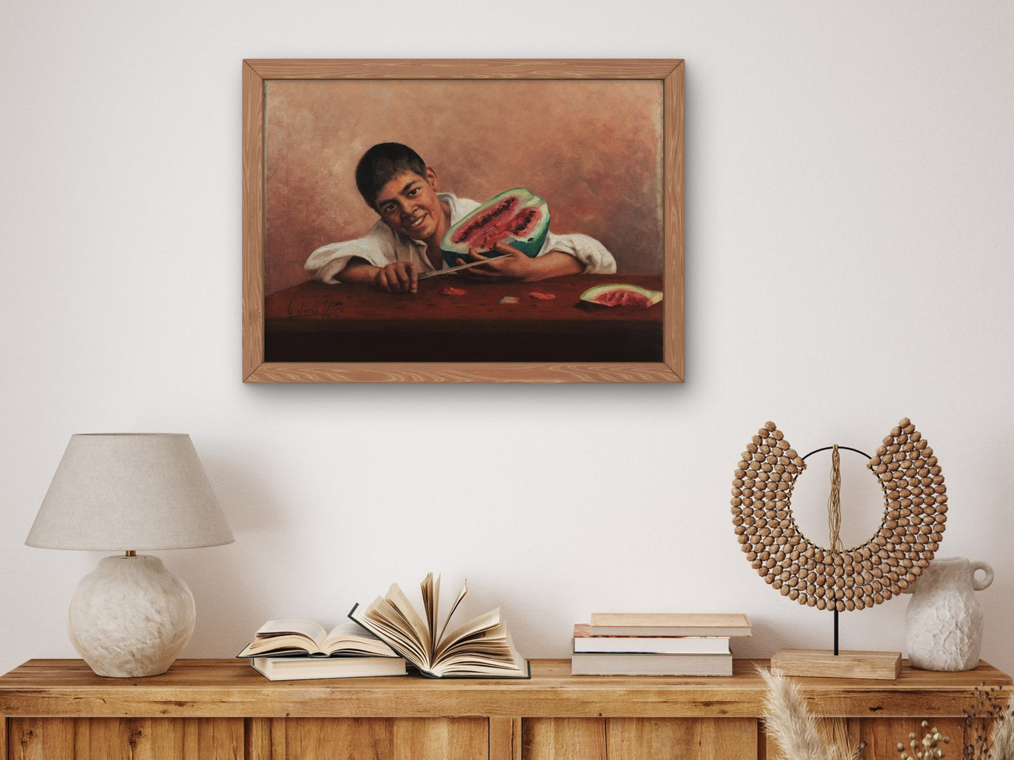 Boy with Watermelon by Estêvão Silva 1889, Wall Art Print, Fine Art Reproduction, Museum Quality Decor, Poster