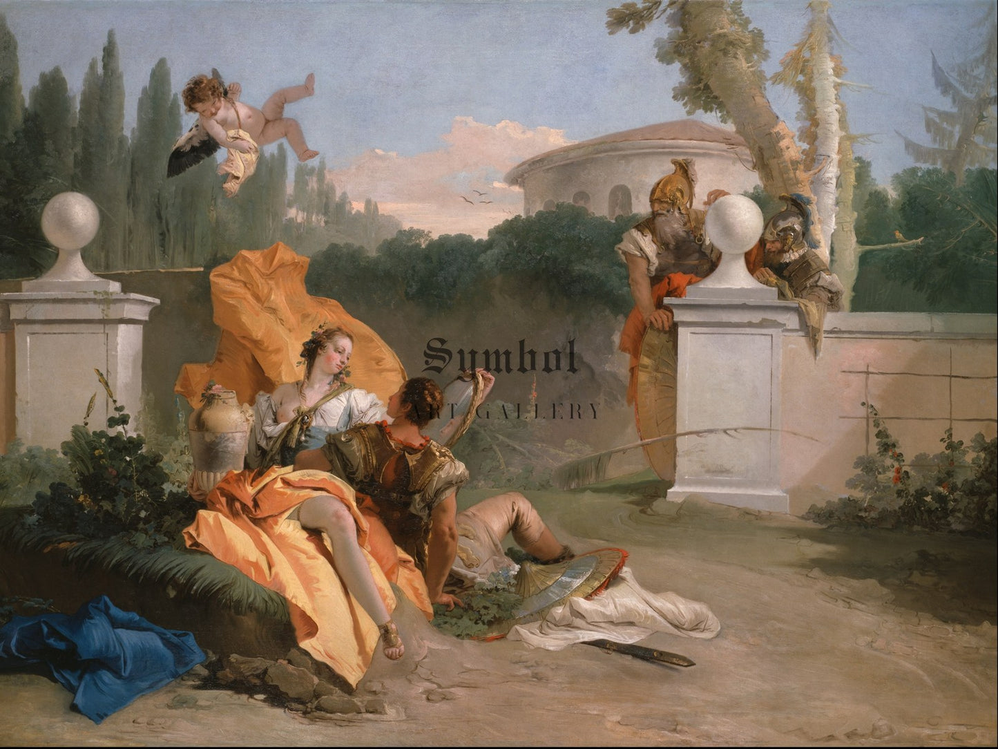 Rinaldo and Armida in Her Garden by Giovanni Battista Tiepolo 1742, Wall Art Print, Fine Art Reproduction, Museum Quality Decor, Poster