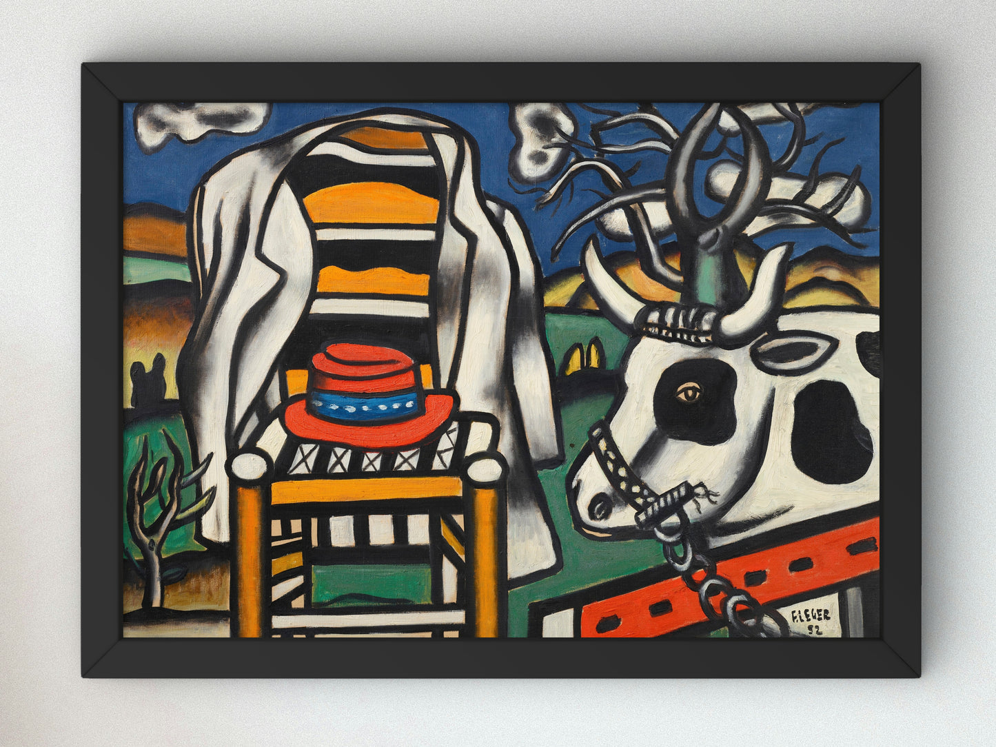 A Cow and a Red Hat by Fernand Leger 1952, Wall Art Print, Fine Art Reproduction, Museum Quality Decor, Poster