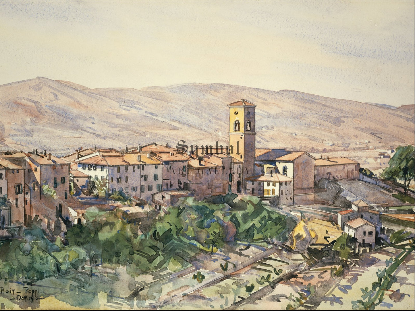 Poppi in the Casentino Tuscany by Edward Darley Boit 1910, Wall Art Print, Fine Art Reproduction, Museum Quality Decor, Poster