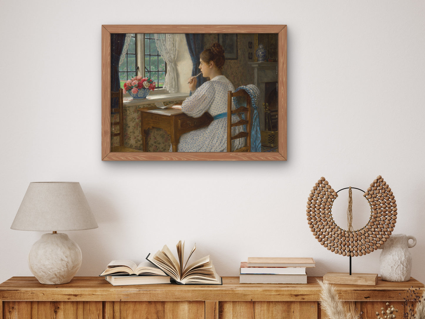 Straying Thoughts by Edmund Blair Leighton 1913, Wall Art Print, Fine Art Reproduction, Museum Quality Decor, Poster