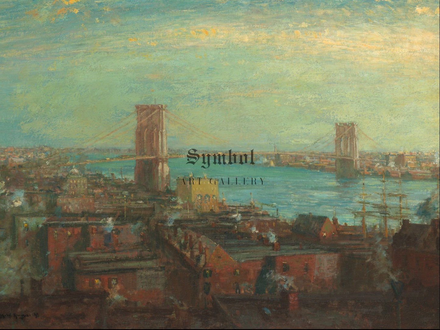 Brooklyn Bridge by Henry Ward Ranger 1899, Wall Art Print, Fine Art Reproduction, Museum Quality Decor, Poster