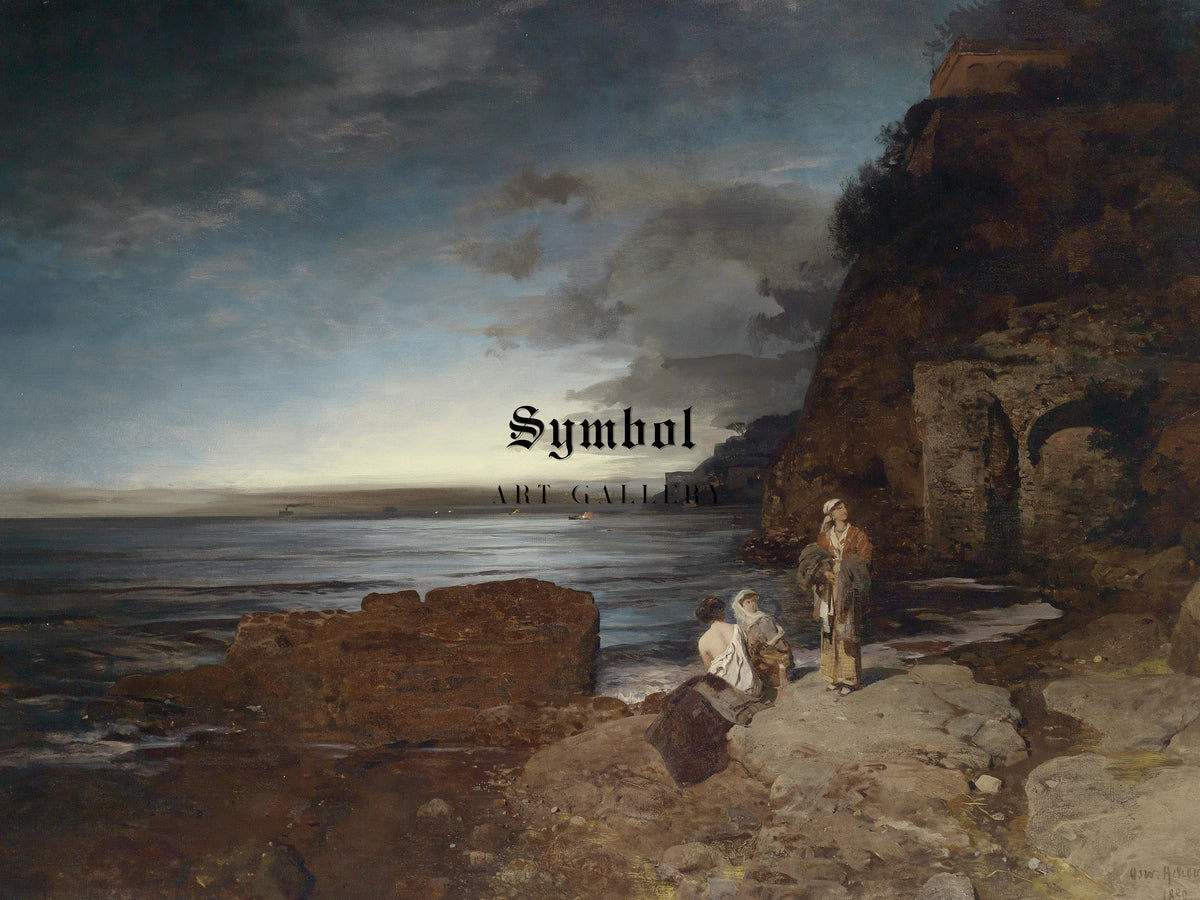Evening on the Coast by Oswald Achenbach 1880, Wall Art Print, Fine Art Reproduction, Museum Quality Decor, Poster