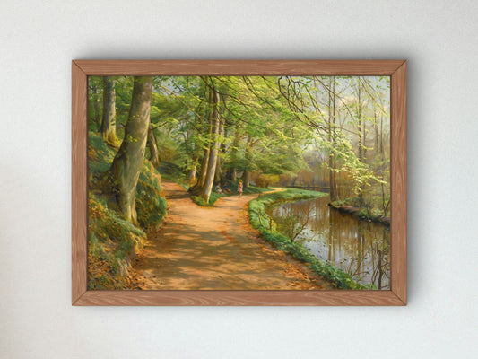 Children by a Stream by Peder Mørk Mønsted 1929, Wall Art Print, Fine Art Reproduction, Museum Quality Decor, Poster