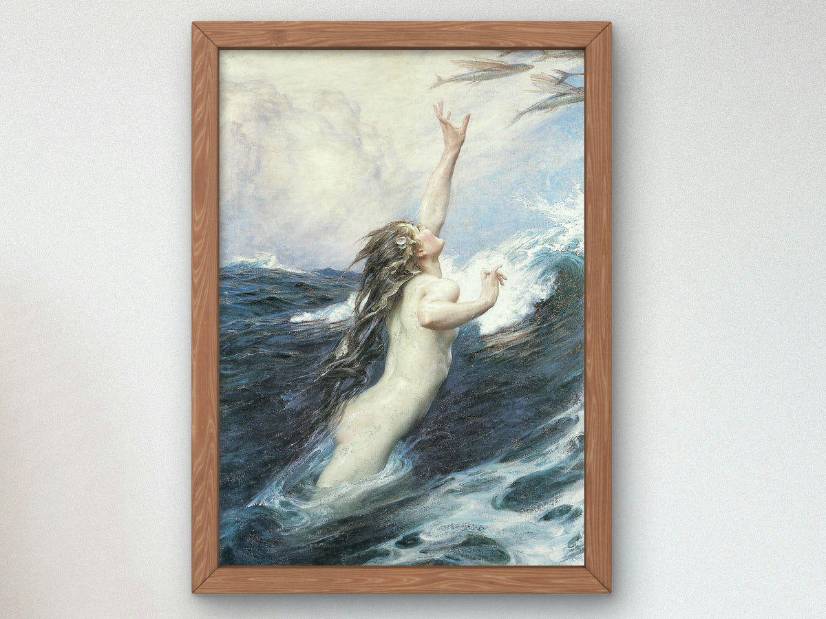 Flying Fish by Herbert James Draper 1910, Wall Art Print, Fine Art Reproduction, Museum Quality Decor, Poster