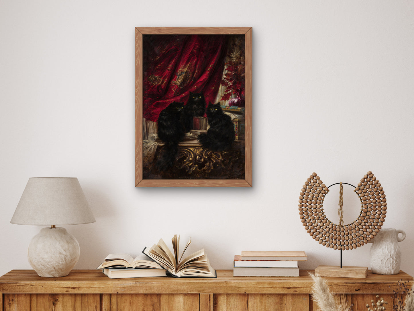 Three Black Cats by Carl Kahler, Wall Art Print, Fine Art Reproduction, Museum Quality Decor, Poster