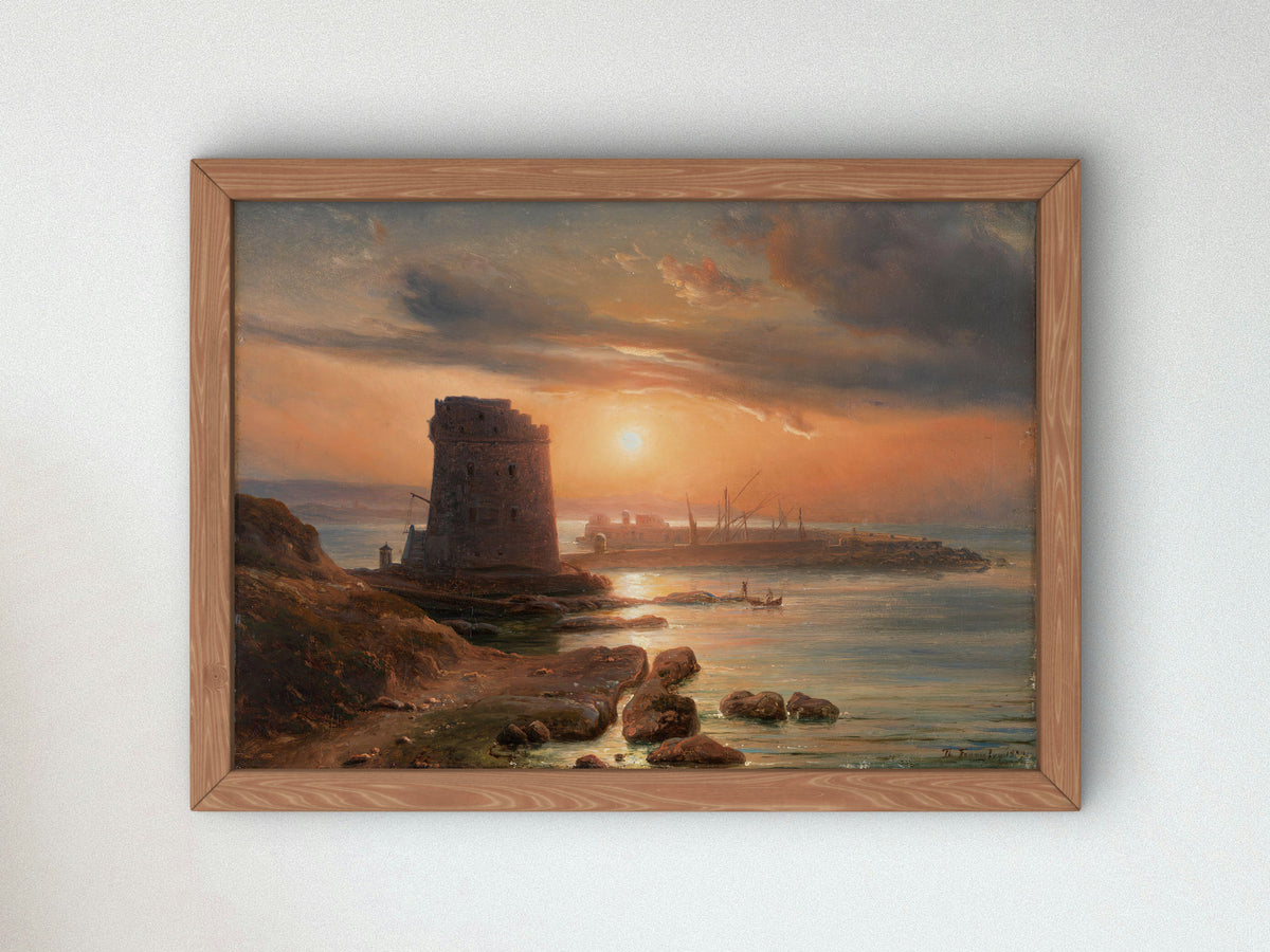 The Harbour in Agrigento by Thomas Fearnley 1839, Wall Art Print, Fine Art Reproduction, Museum Quality Decor, Poster