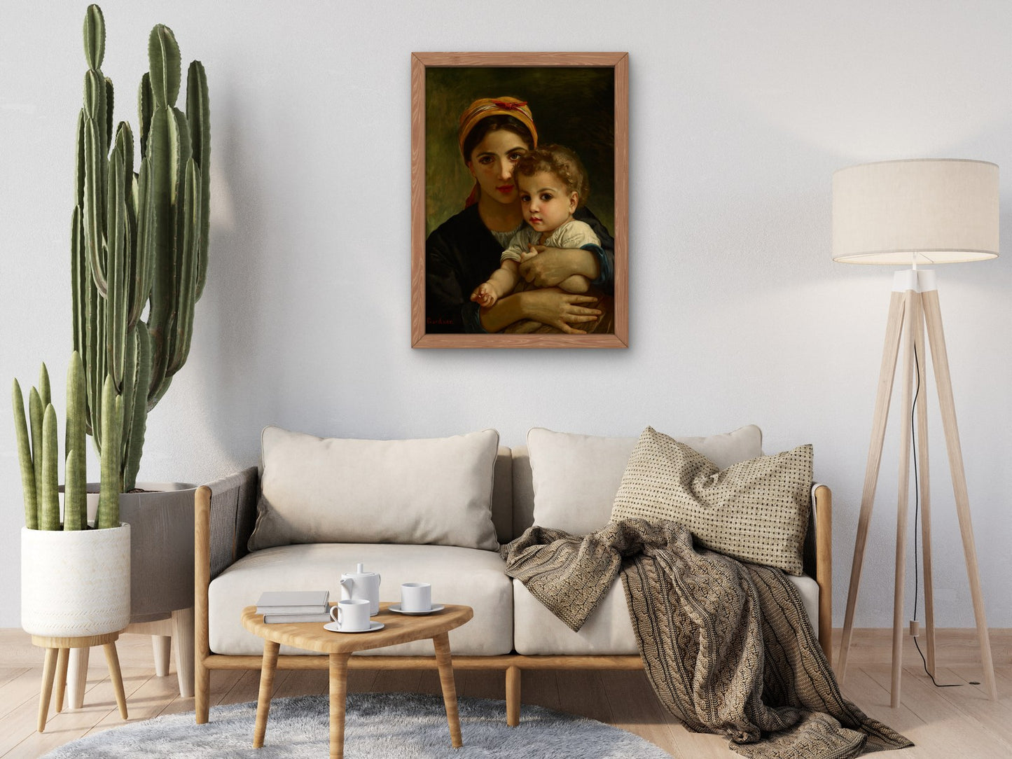 Young Girl and Child by William Bouguereau, Wall Art Print, Fine Art Reproduction, Museum Quality Decor, Poster
